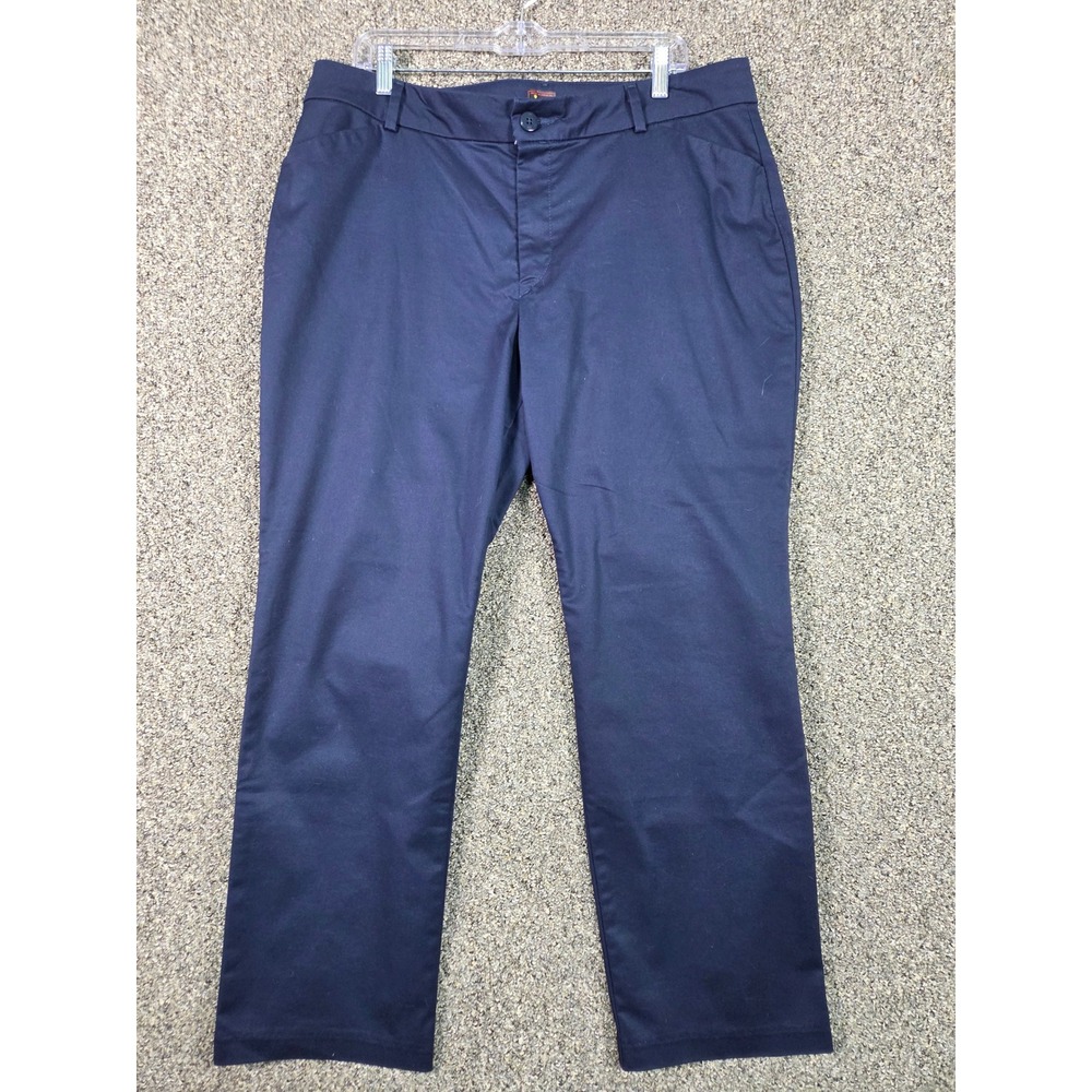 Lee Pants Women 16 Short Navy Blue Wrinkle Free Smart Fit Chino Trousers